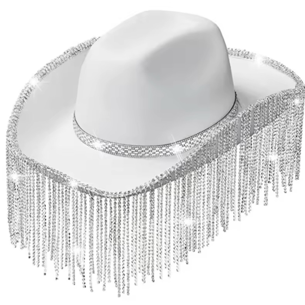 NEW| Rhinestone Fringe Cowboy Cowgirl Festival Carnival Concert Hat - Picture 1 of 9